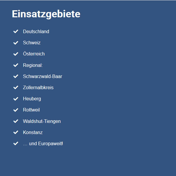 Einsatzgebiete für  Villingen-Schwenningen
