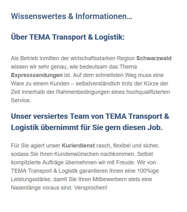 Transportfirma für  Vöhringen