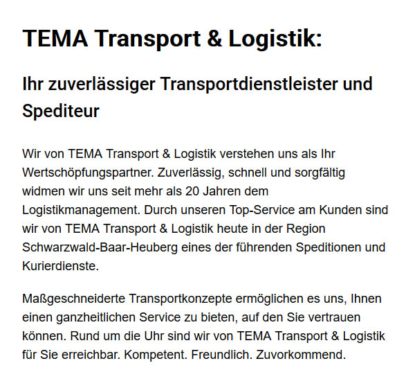 Transportunternehmen für  Villingen-Schwenningen
